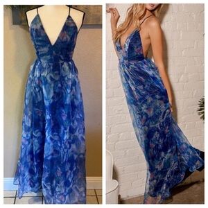 Lulus Bloom Wildly Navy Floral Dress NWT